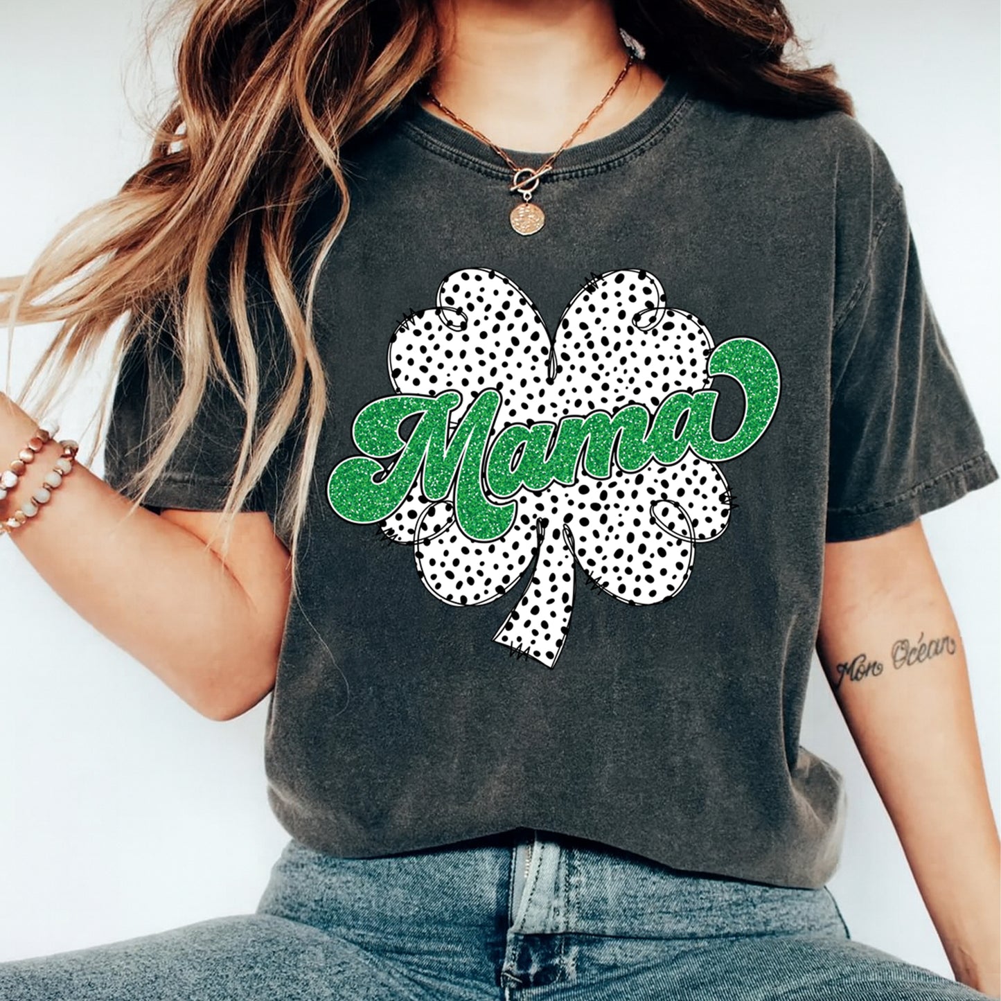 St Patricks Day DTF Transfer – Mama Shamrock Ready to Press Iron On Heat Transfer DIY St Patricks Shirts 12529