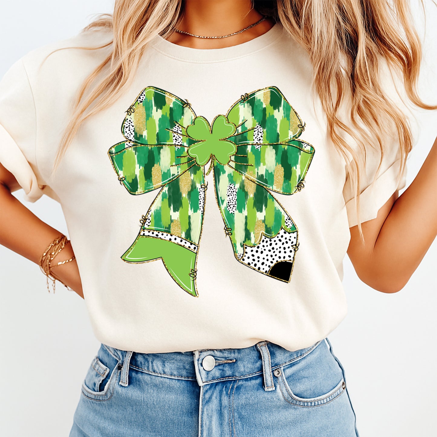 St Patrick’s Day Teacher Pencil Bow DTF Transfer – Ready to Press Iron On Heat Transfer for DIY St Patrick’s Day Shirts 12533