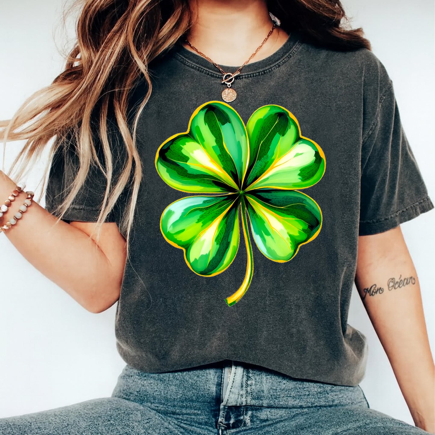 St Patrick’s Day Shamrock DTF Transfer – Ready to Press Iron On Heat Transfer for DIY St Patrick’s Day Shirts 12536