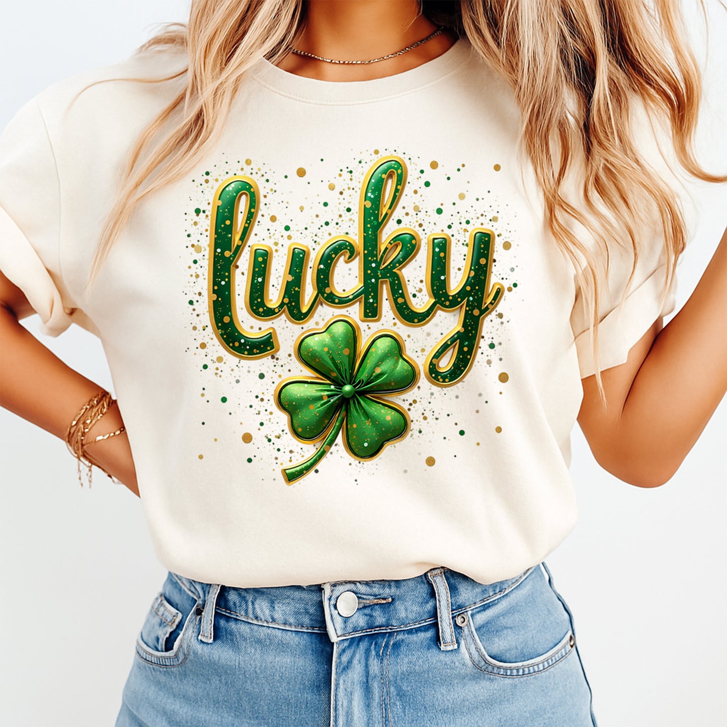 St Patrick’s Day Lucky Shamrock DTF Transfer – Ready to Press Iron On Heat Transfer for DIY St Patrick’s Day Shirts 12538
