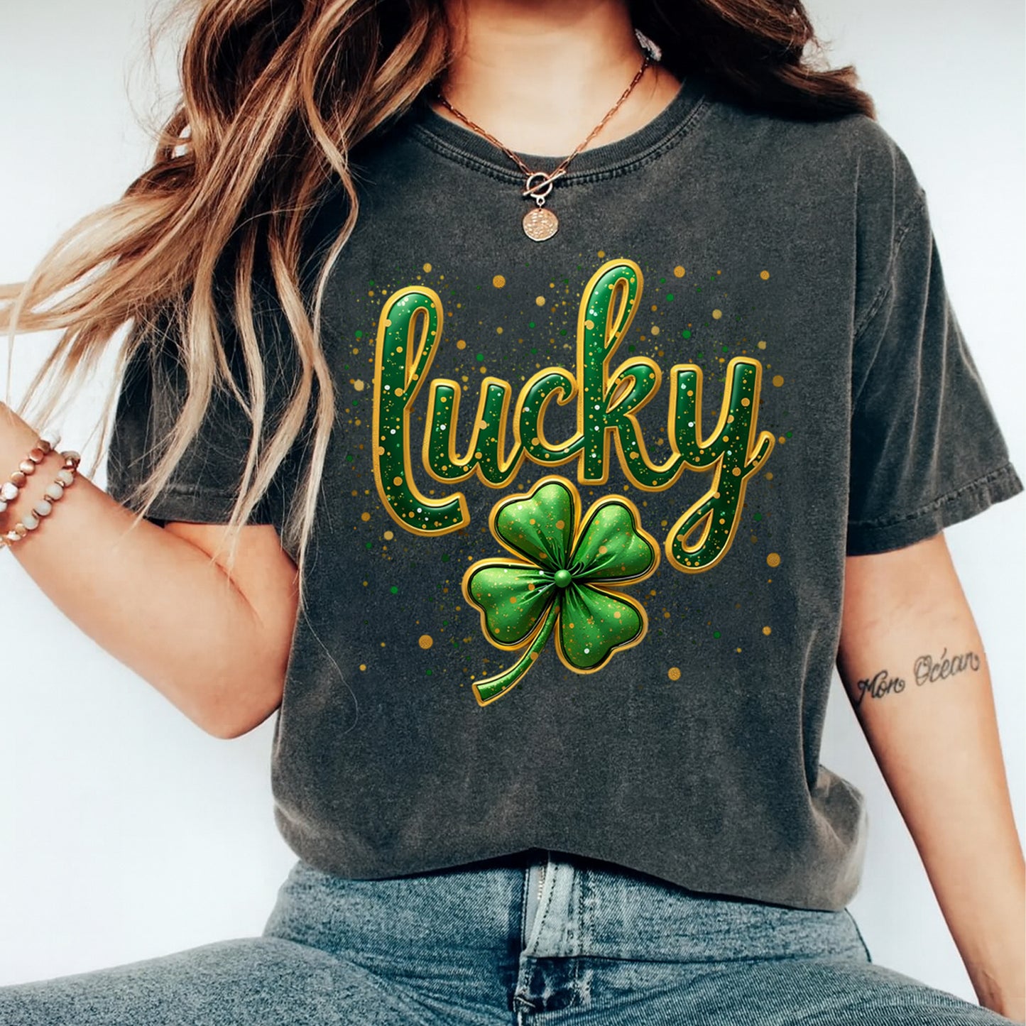 St Patrick’s Day Lucky Shamrock DTF Transfer – Ready to Press Iron On Heat Transfer for DIY St Patrick’s Day Shirts 12538
