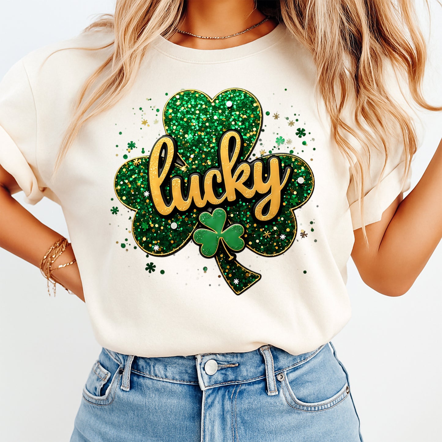 St Patrick’s Day Lucky Shamrock DTF Transfer – Ready to Press Iron On Heat Transfer for DIY St Patrick’s Day Shirts 12545