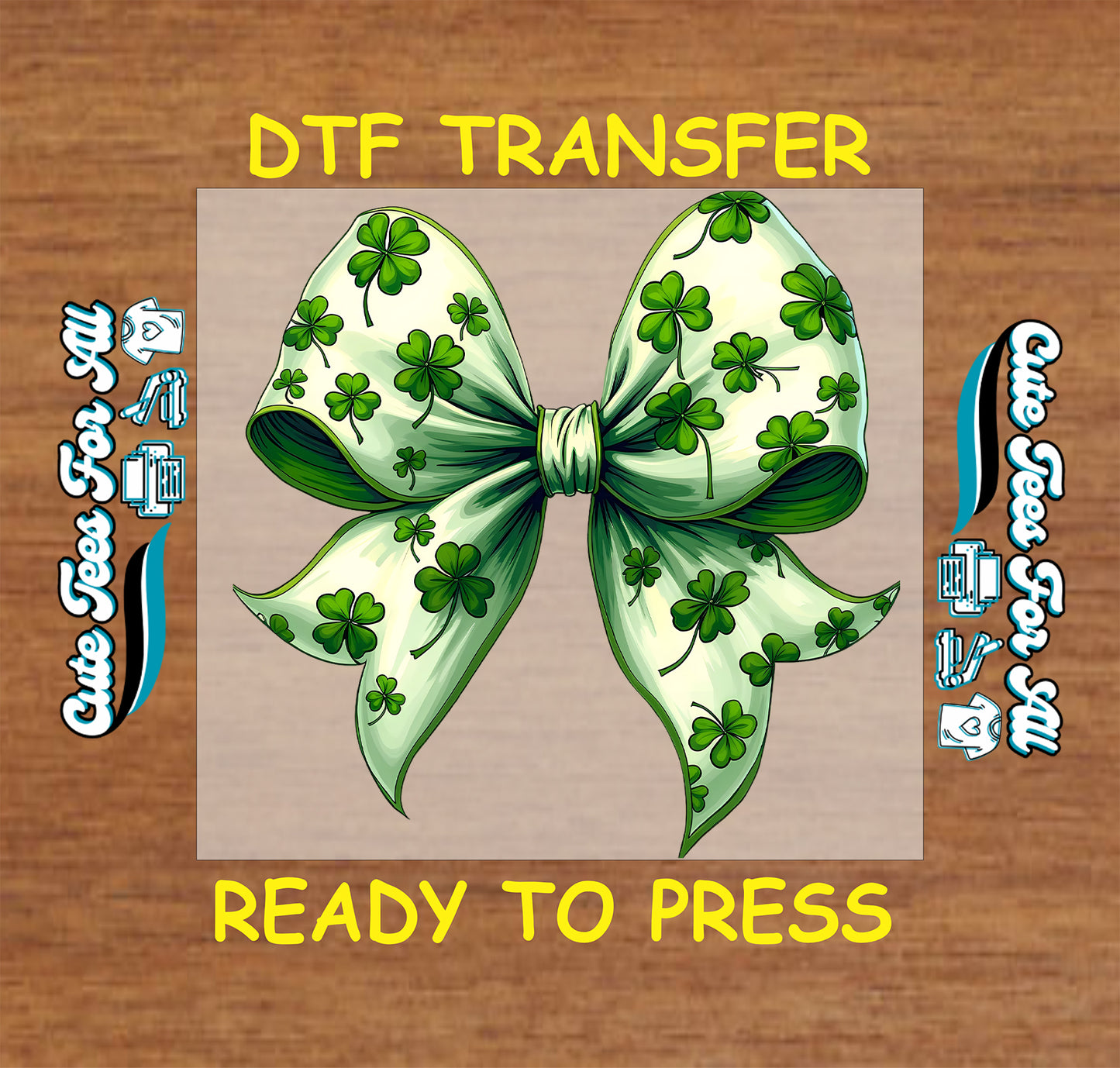 St Patrick’s Day teacher shamrock bow ready to press dtf transfer iron on heat transfer for DIY shirts
