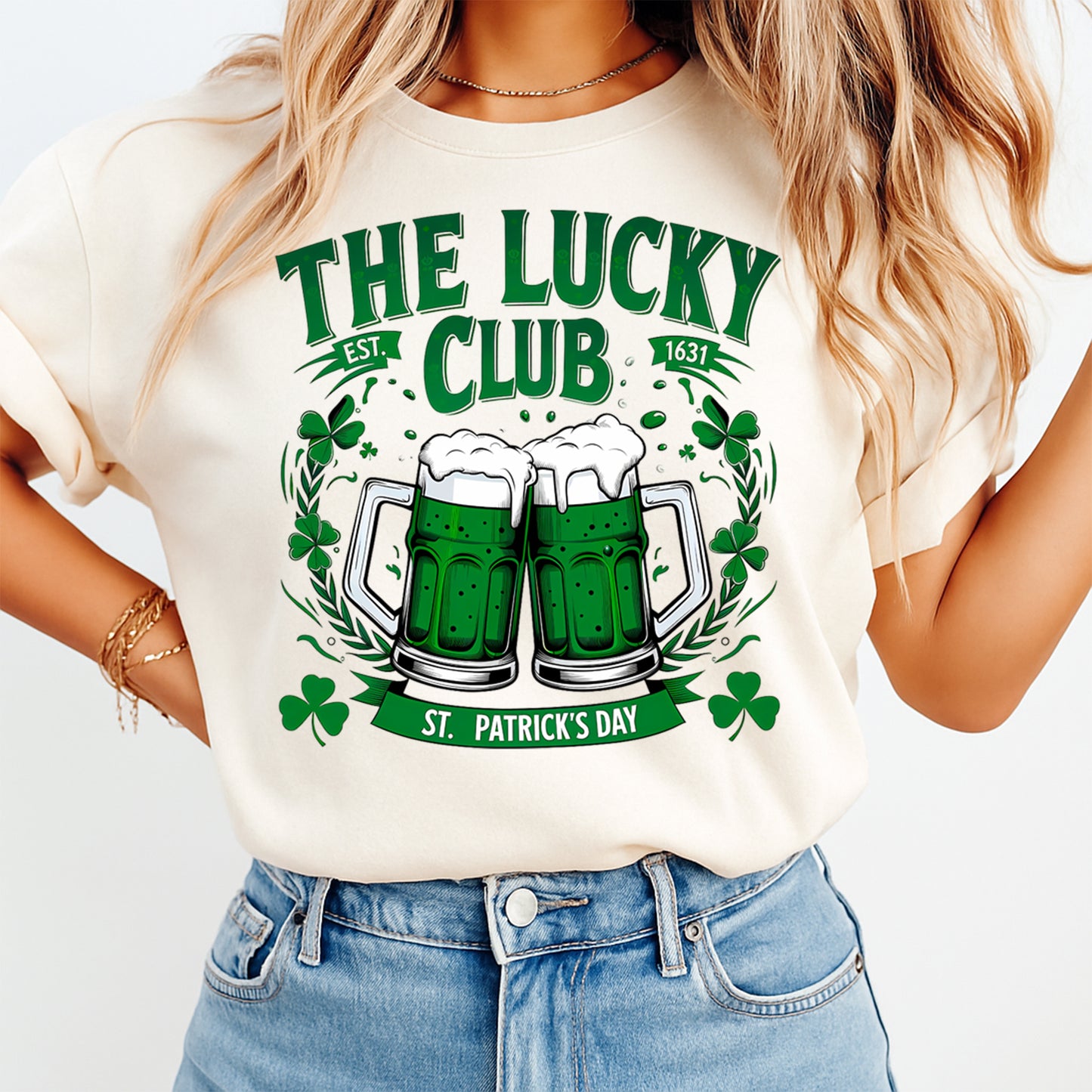 St Patricks Beer Mug DTF Transfer – The Lucky Club Ready to Press Iron On Heat Transfer DIY St Patricks Shirts 12552