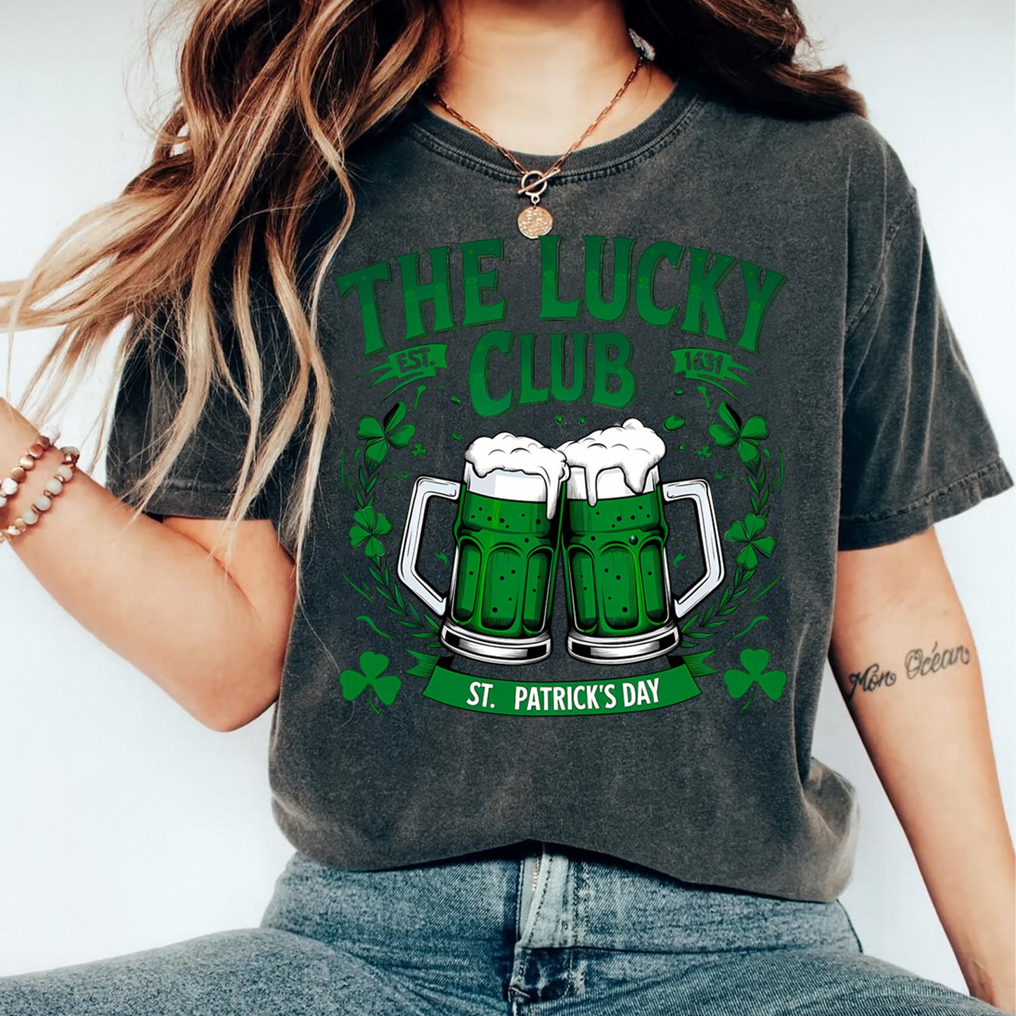 St Patricks Beer Mug DTF Transfer – The Lucky Club Ready to Press Iron On Heat Transfer DIY St Patricks Shirts 12552