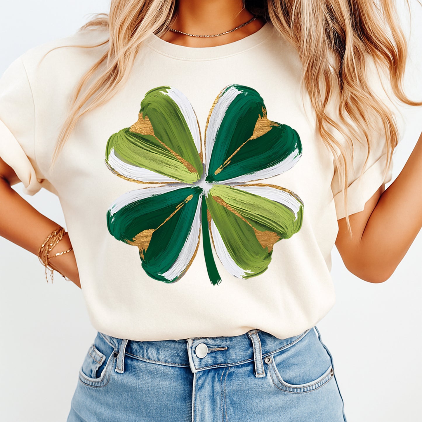 St Patricks Painted Shamrock DTF Transfer – Ready to Press Iron On Heat Transfer DIY St Patricks Shirts 12553