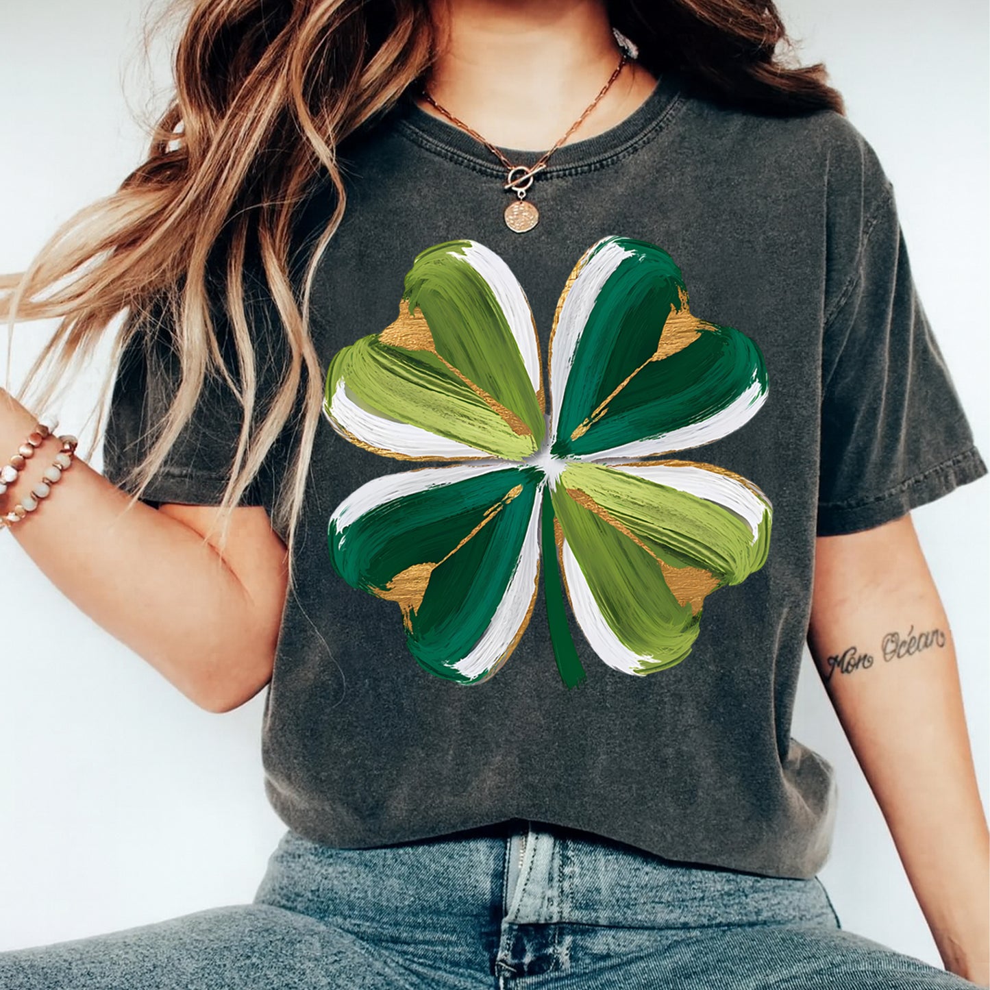 St Patricks Painted Shamrock DTF Transfer – Ready to Press Iron On Heat Transfer DIY St Patricks Shirts 12553