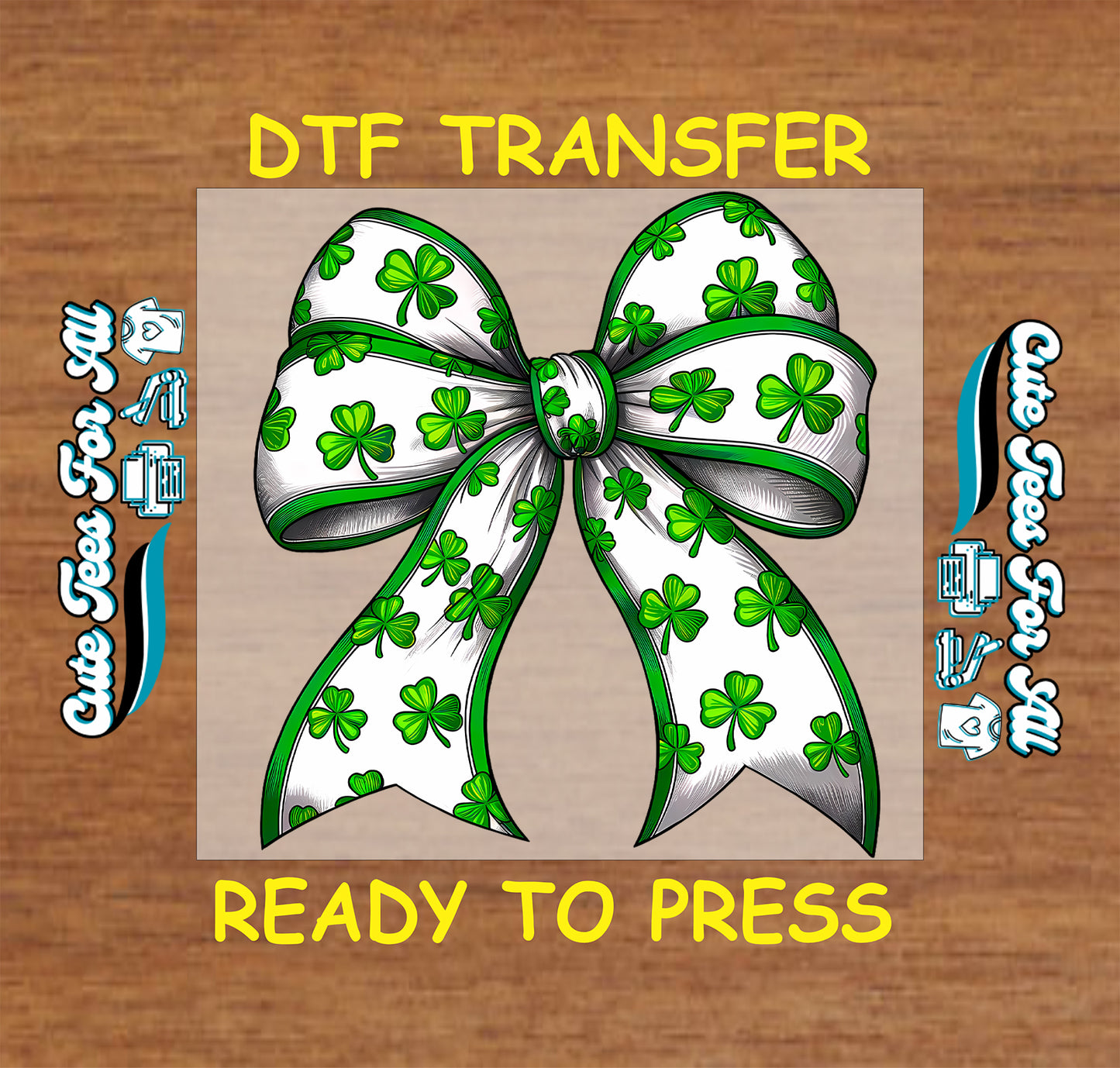 st patrick shamrock bow ready to press dtf transfer single bow graphic for diy st patrick shirts