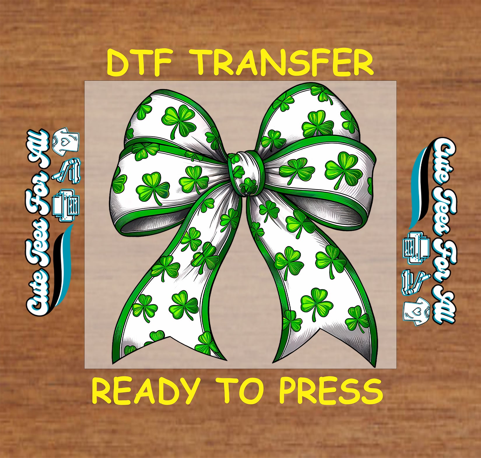 st patrick shamrock bow ready to press dtf transfer single bow graphic for diy st patrick shirts
