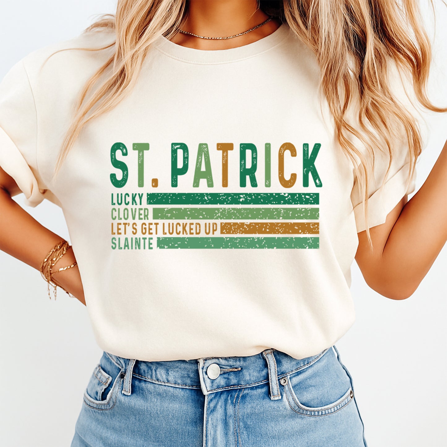 St Patricks Day DTF Transfer – St Patrick Lucky Clover Typography Ready to Press Iron On Heat Transfer for DIY St Patricks Day Shirts 12578