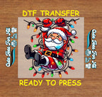 Christmas DTF Transfer – Funny Santa Tangled Lights Ready to Press Iron on Heat Transfer DIY Christmas Shirts 12591