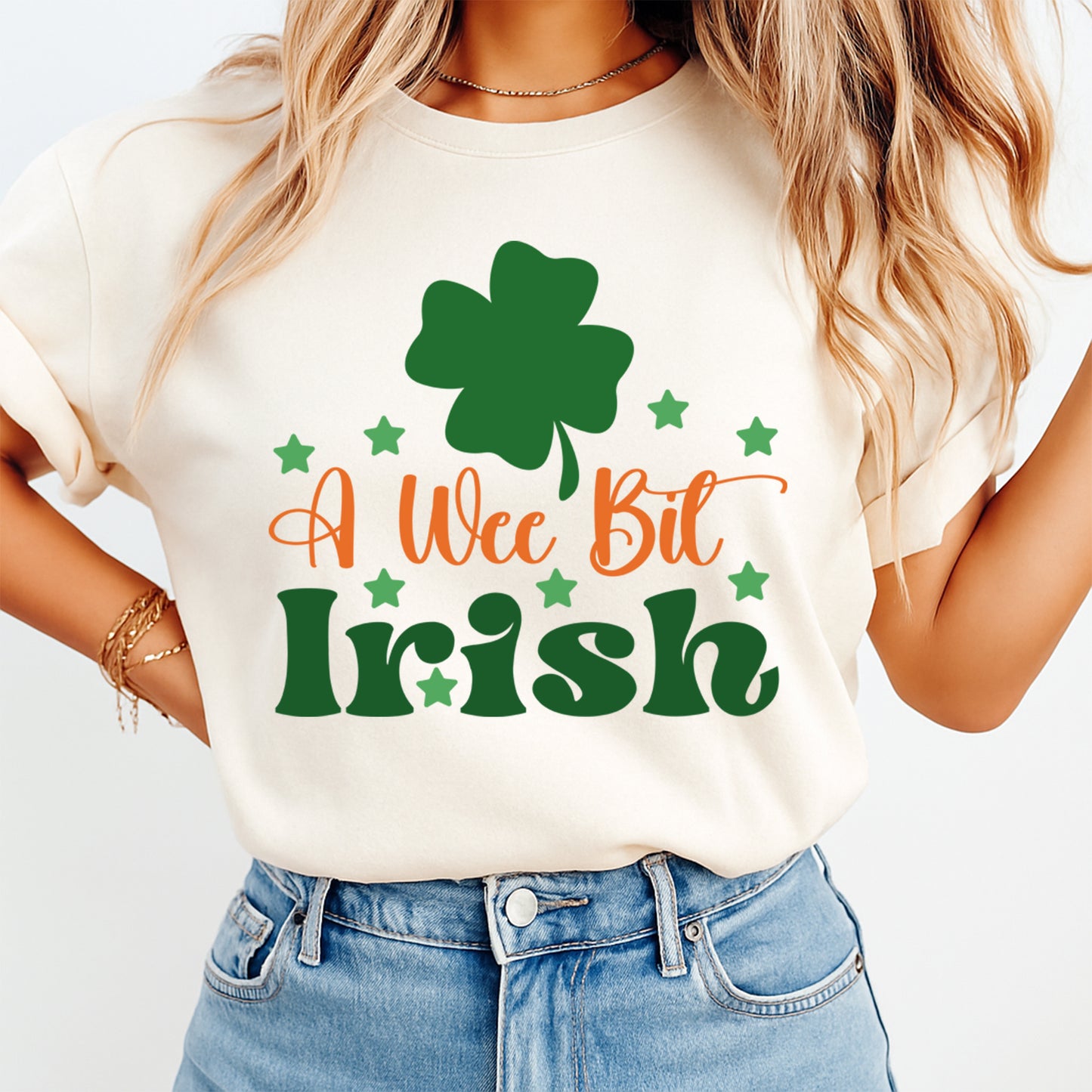 St Patrick's Day Clover DTF Transfer – A Wee Bit Irish Ready to Press Iron On Heat Transfer DIY St Patrick's Day Shirts 12597