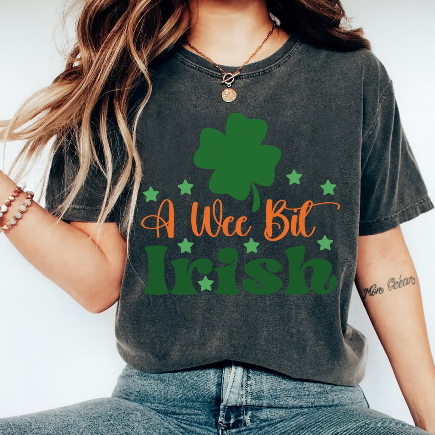 St Patrick's Day Clover DTF Transfer – A Wee Bit Irish Ready to Press Iron On Heat Transfer DIY St Patrick's Day Shirts 12597