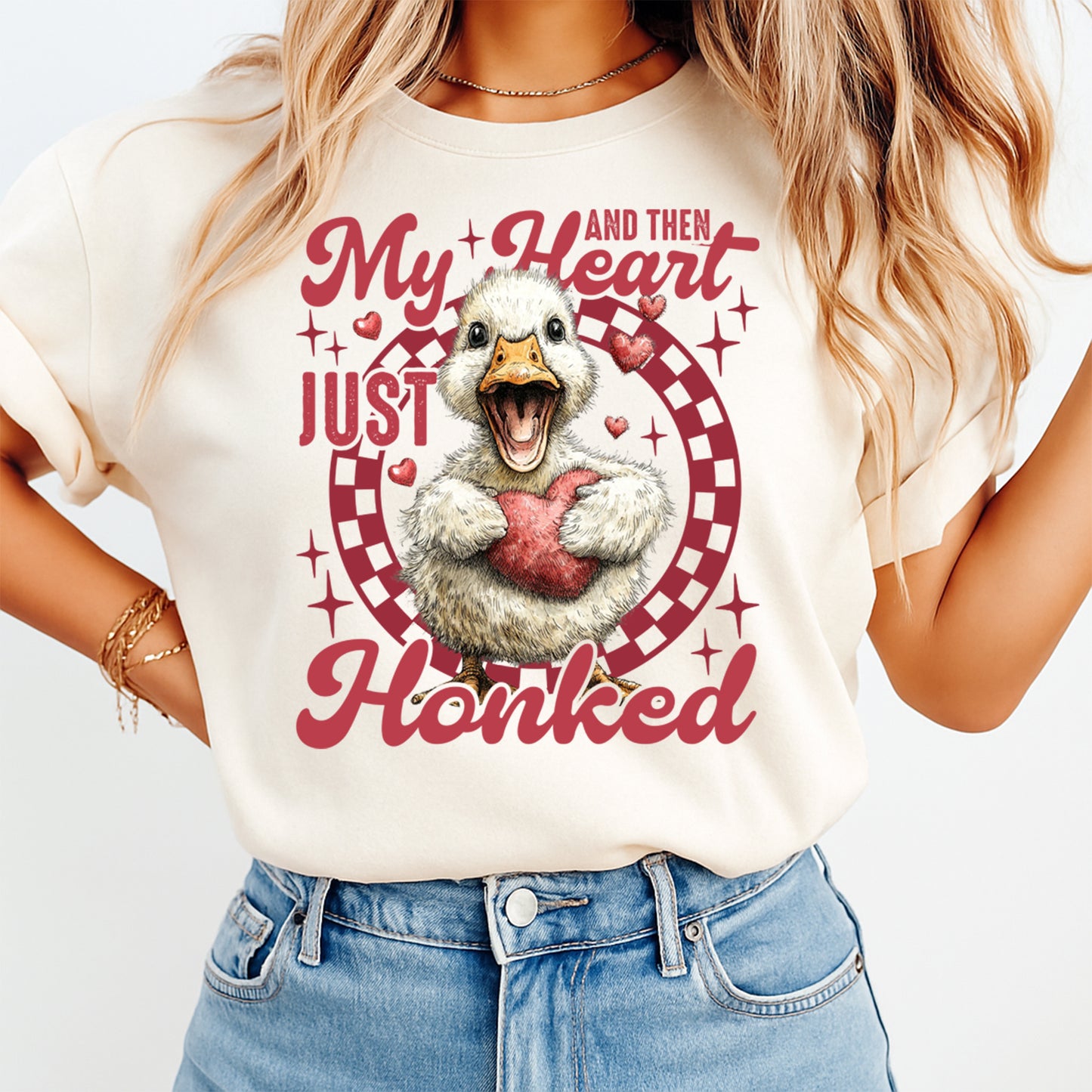 Valentine Duck DTF Transfer – My Heart Just Honked Ready to Press Iron On Heat Transfer DIY Shirts 12602