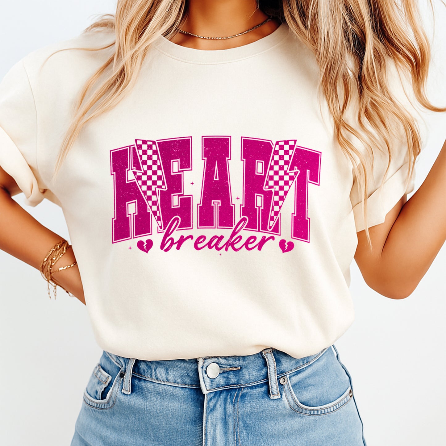 Valentine DTF Transfer – Heart Breaker Lightning Ready to Press Iron On Heat Transfer DIY Valentine Shirts 12610