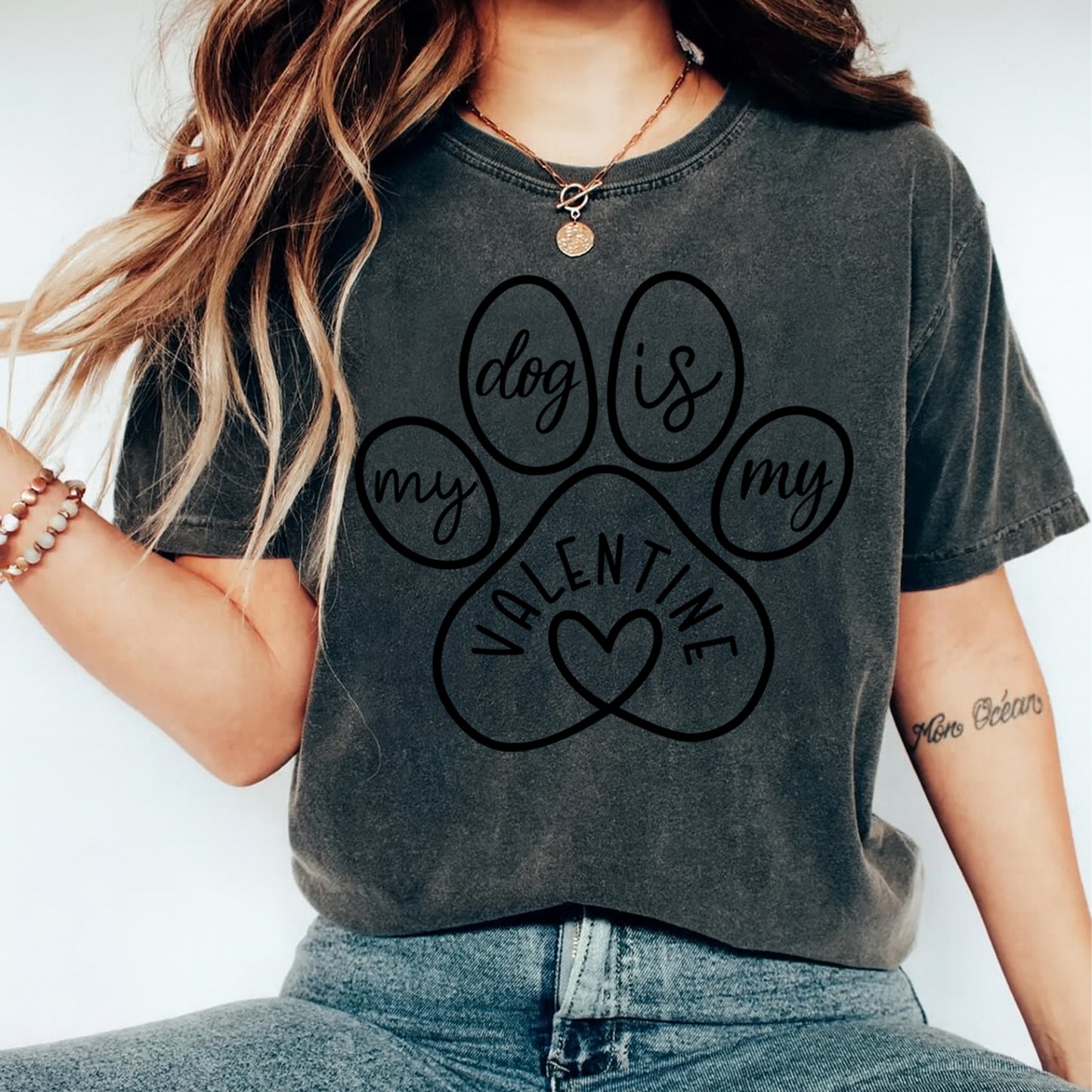 Valentines Dog Paw DTF Transfer – My Dog Is My Valentine Ready to Press Iron On Heat Transfer for DIY Valentines Shirts 12619