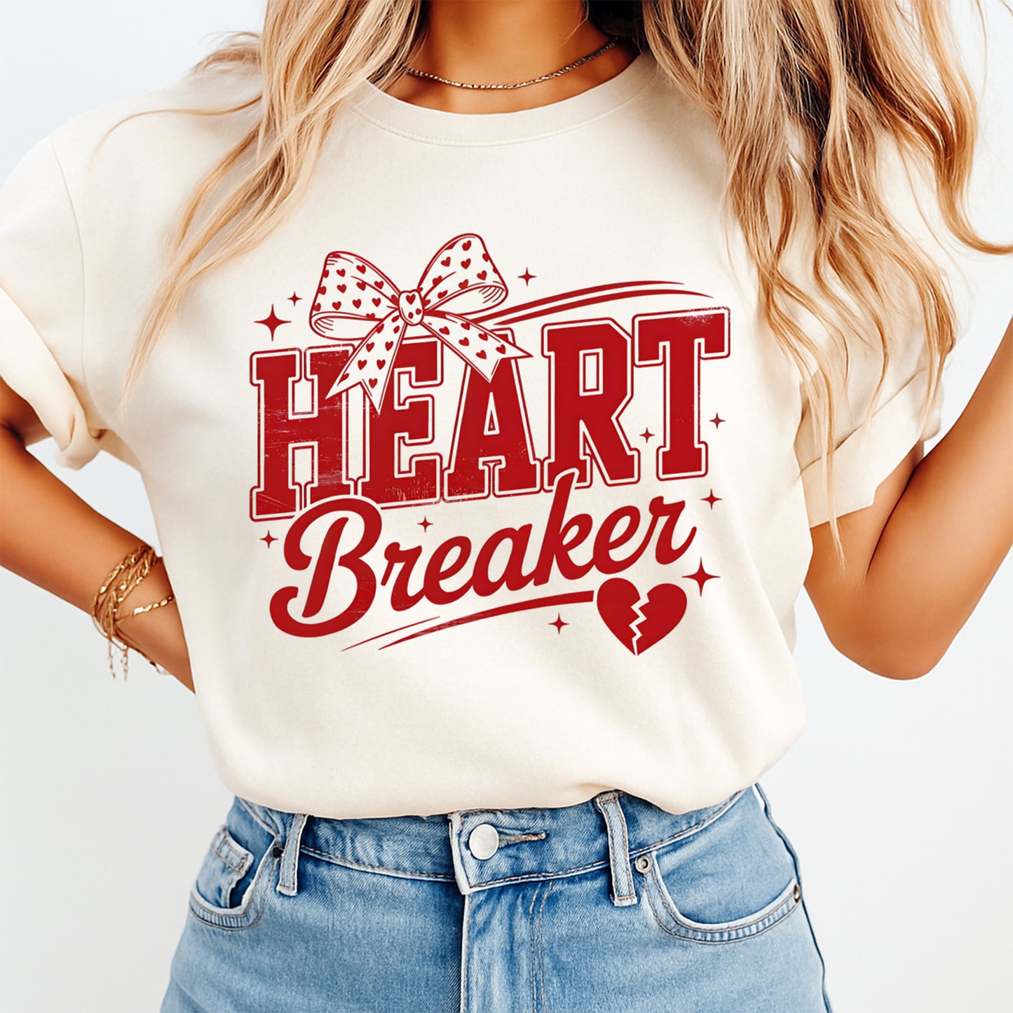 Valentines Day DTF Transfer – Heart Breaker Bold Script Ready to Press Iron On Heat Transfer DIY Valentines Shirts 12661