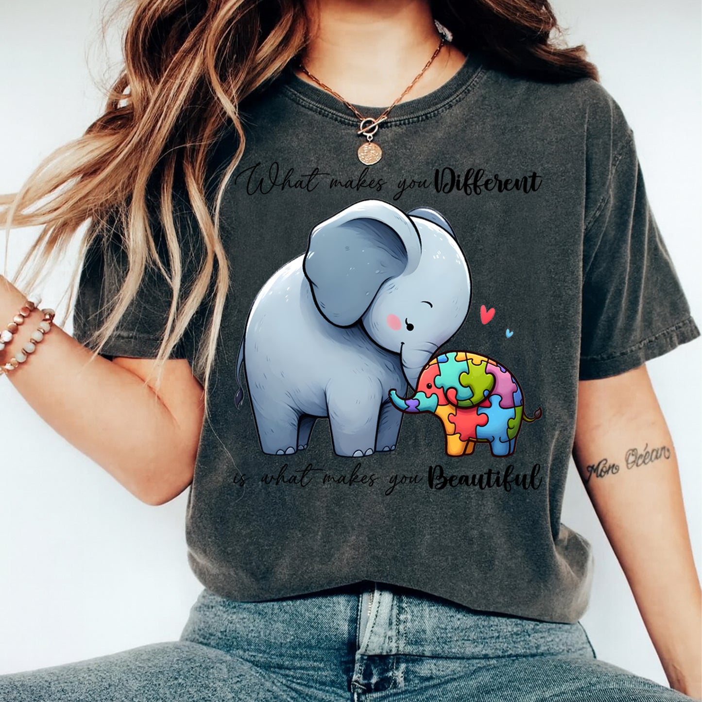 Autism DTF Transfer – What Makes You Different Elephant Ready to Press Iron On Heat Transfer DIY Autism Shirts 12680