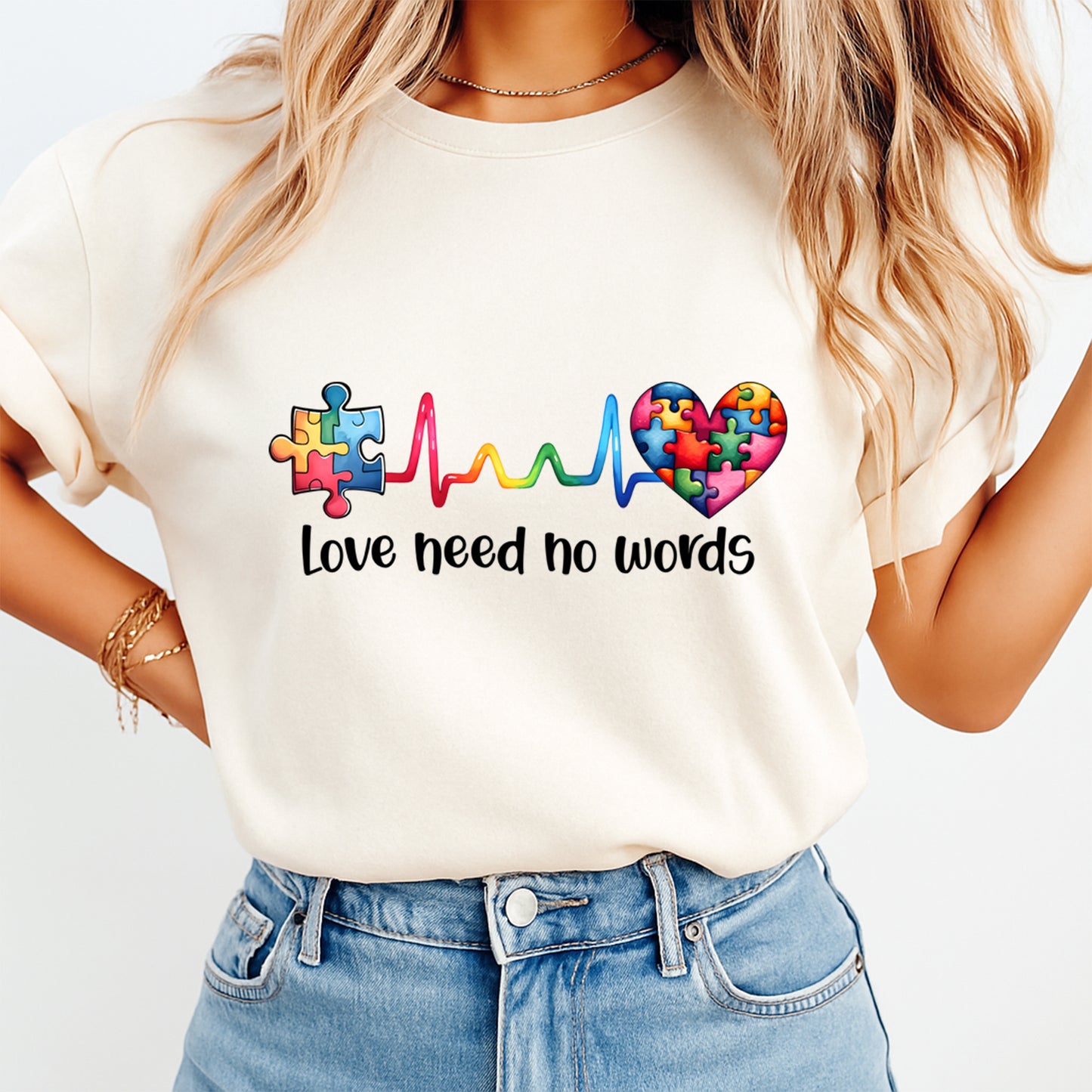 Autism DTF Transfer – Love Heed No Words Ready to Press Iron On Heat Transfer DIY Shirts 12686