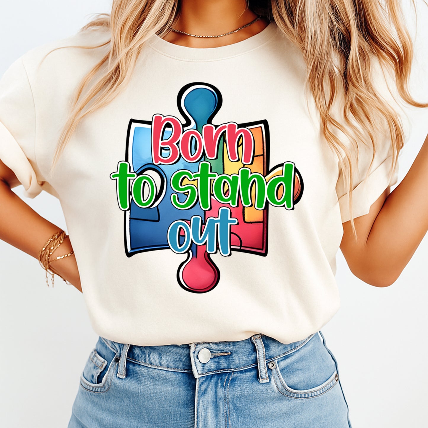 Autism DTF Transfer – Born to Stand Out Ready to Press Iron On Heat Transfer DIY Autism Shirts 12691