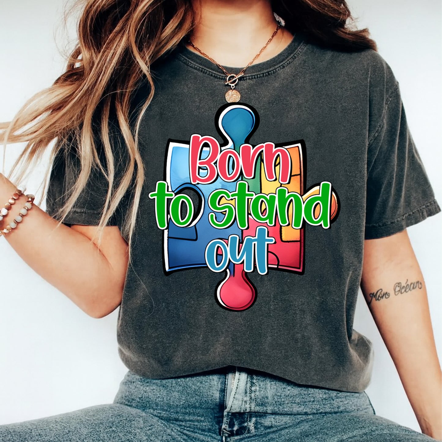 Autism DTF Transfer – Born to Stand Out Ready to Press Iron On Heat Transfer DIY Autism Shirts 12691