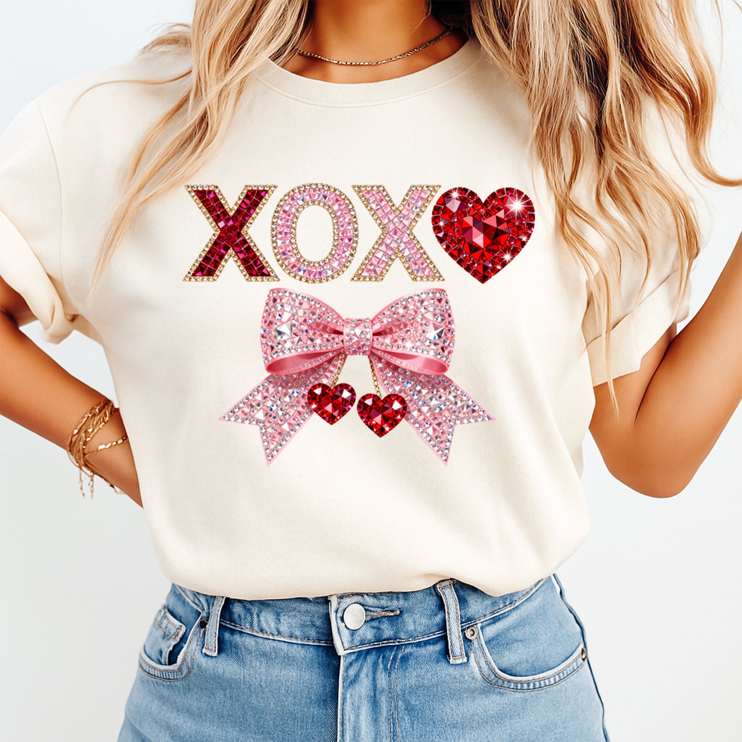 women wearing shirt with xoxo design