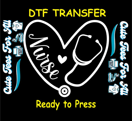 nurse heart stethoscope line art ready to press dtf transfer iron on heat transfer for diy nurse shirts