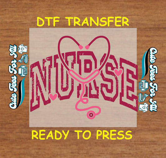 vintage nurse arch lettering heart stethoscope ready to press dtf transfer iron on heat transfer for diy nurse shirts