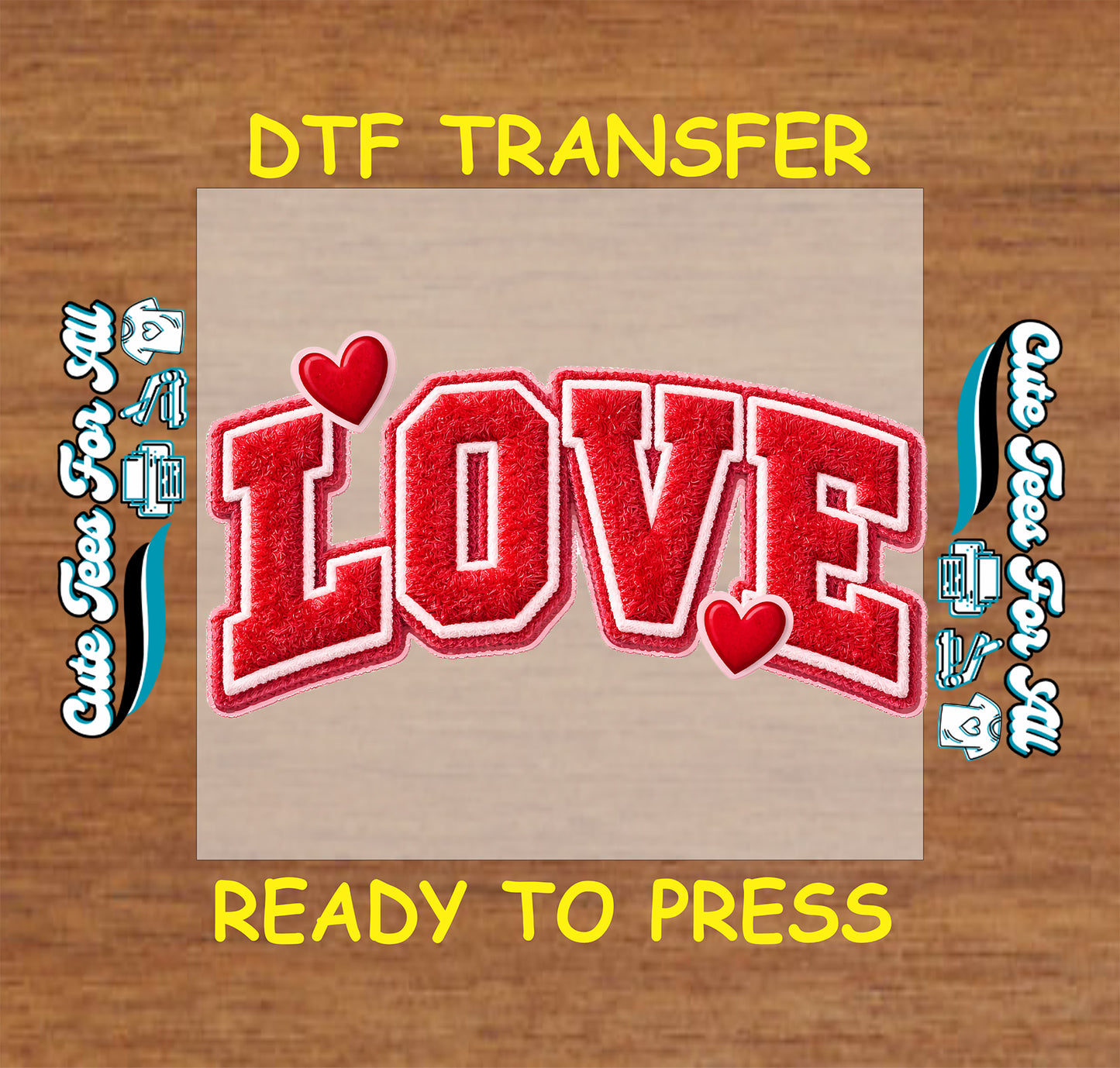 varsity love chenille style ready to press dtf transfer iron on heat transfer for diy valentine shirts