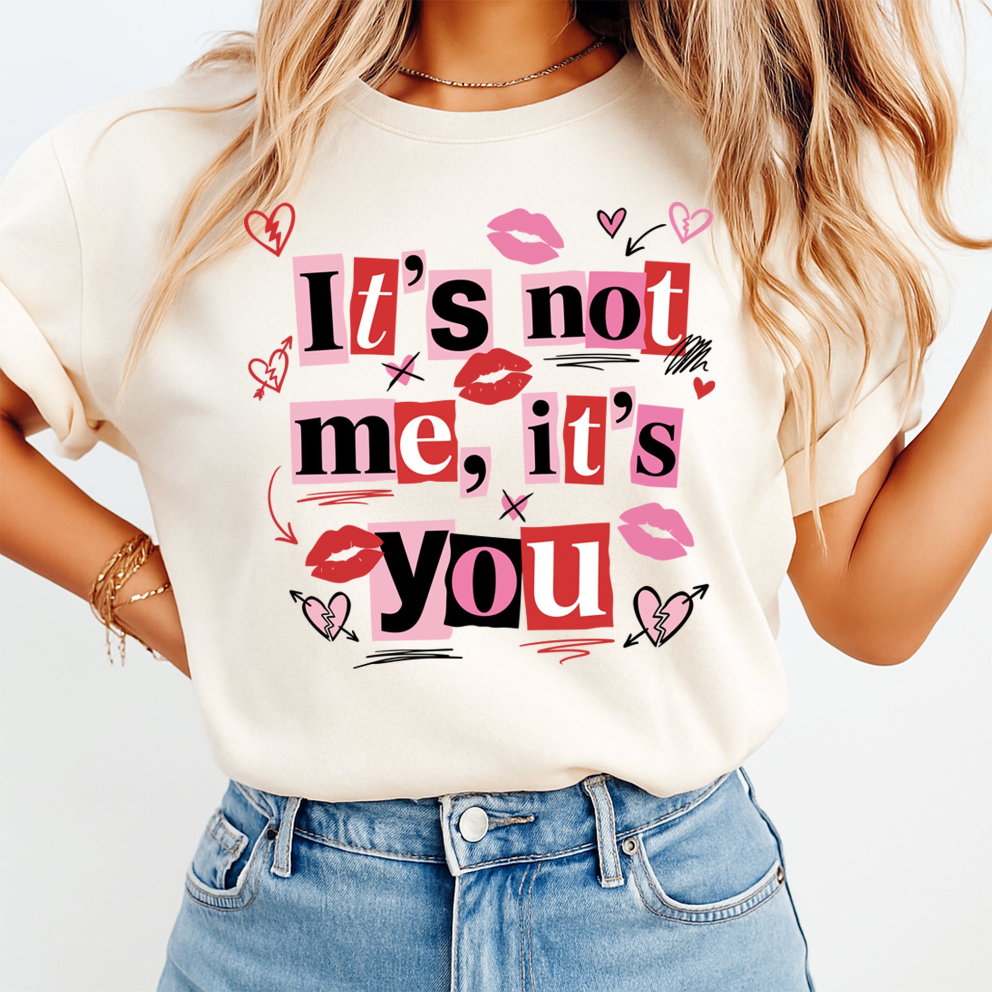 women wearing shirt with its not me its you funny design