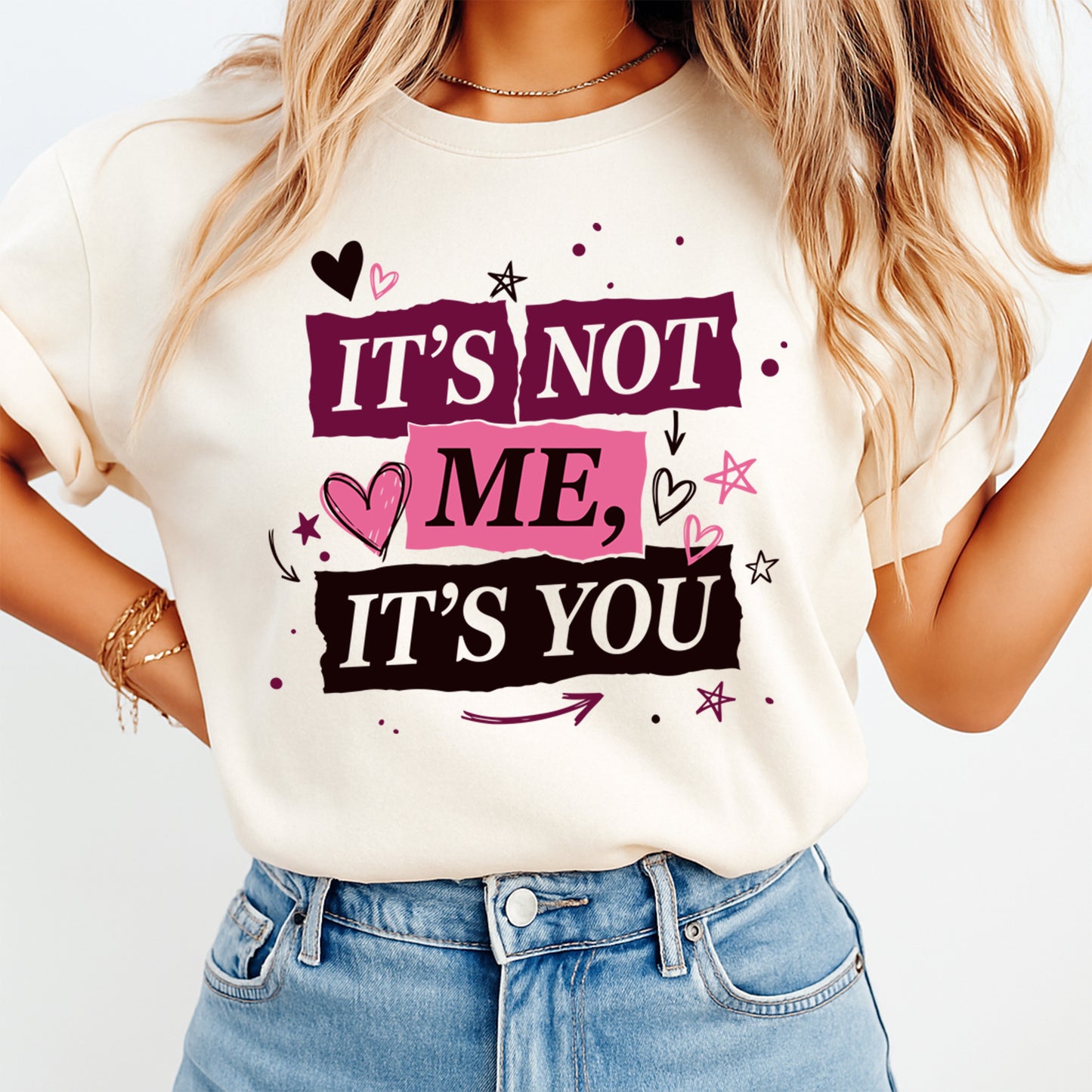 Valentine DTF Transfer – It’s Not Me It’s You Sarcastic Typography Ready to Press Iron on Heat Transfer DIY Valentine Shirts 12747