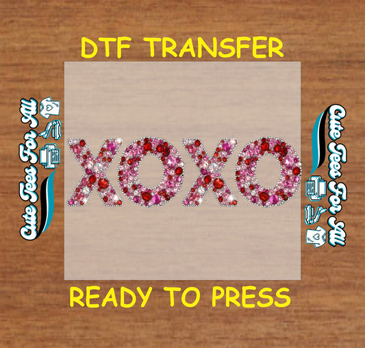 xoxo rhinestone style ready to press dtf transfer iron on heat transfer for diy valentine shirts
