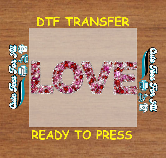 love rhinestone style ready to press dtf transfer iron on heat transfer for diy valentine shirts