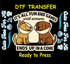 Funny Dog Cone DTF Transfer for DIY Pet Lover Shirts Ready to Press Heat Transfer 12776