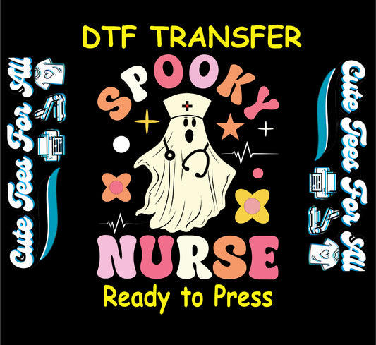 spooky nurse ghost stethoscope ready to press dtf transfer halloween nurse graphic