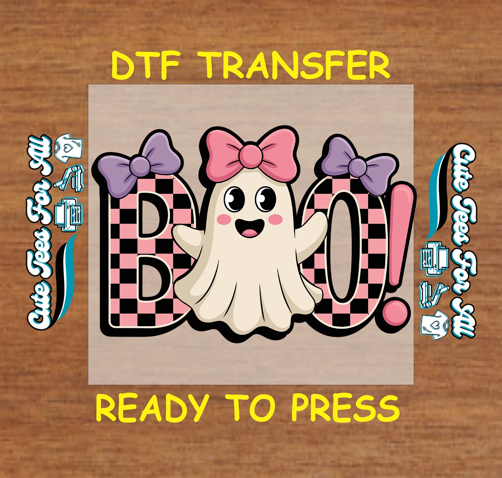 Boo ghost bow Halloween ready to press dtf transfer iron on heat transfer decal for diy Halloween shirts