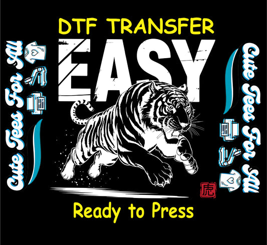 Easy tiger graphic ready to press dtf transfer iron on heat transfer decal for DIY shirts