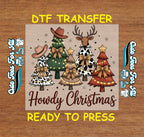 Christmas DTF Transfer – Howdy Christmas Western Tree Design Iron On Heat Transfer Decal Ready to Press DTF for DIY Christmas Shirts 12930
