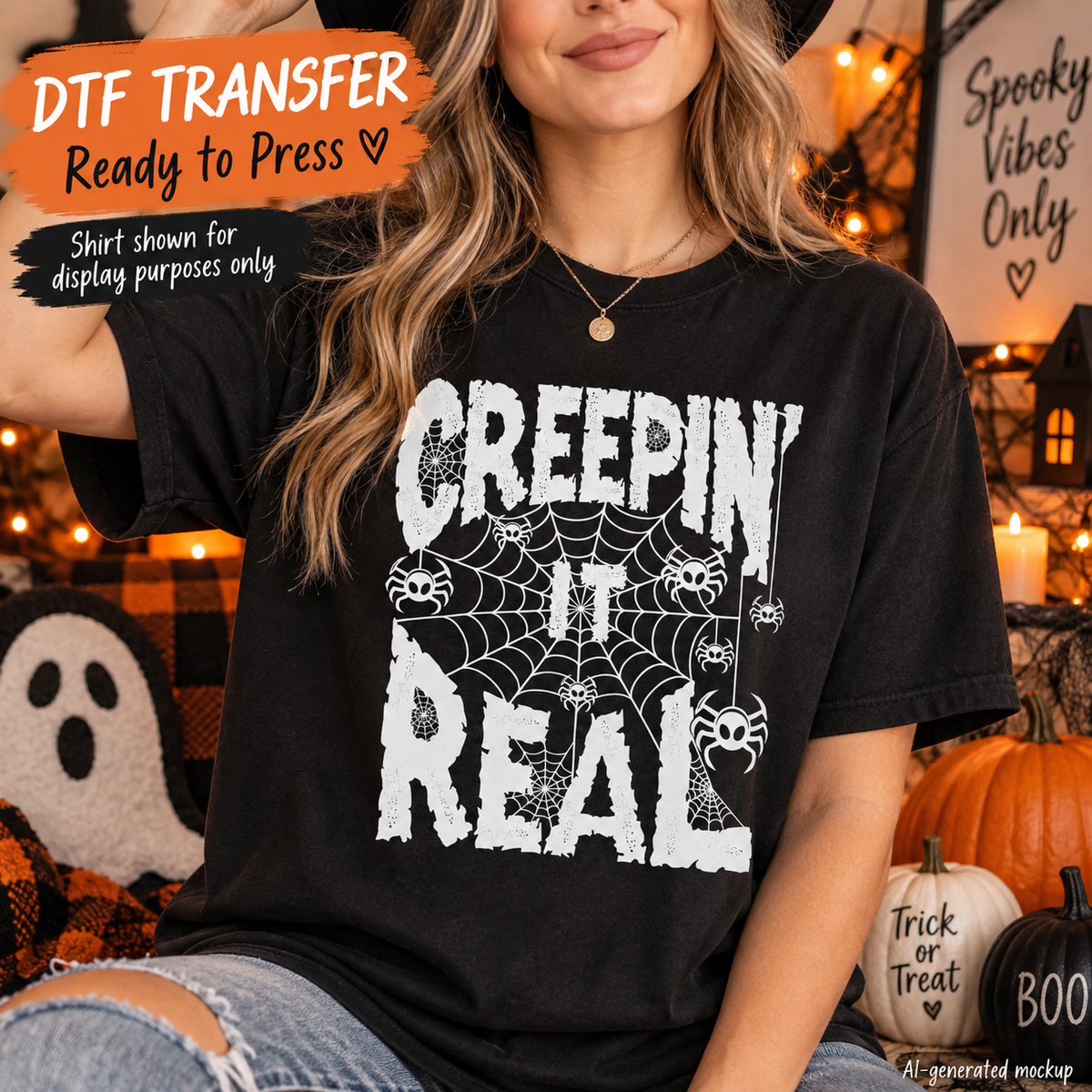 Creepin It Real Spiderweb DTF Transfer - Ready to Press 12945
