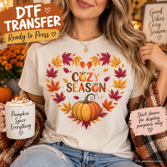 Cozy Season Fall Pumpkin DTF Transfer  mock up - Ready to Press 12957