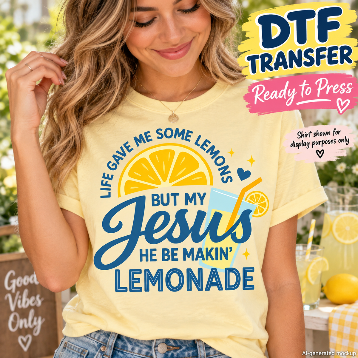 Life Gave Me Lemons Jesus Lemonade DTF Transfer - Ready to Press 12958