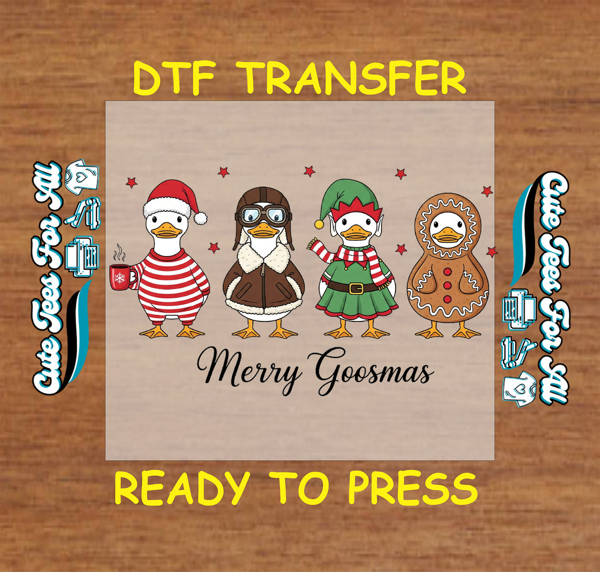 Merry Goosemas Christmas Geese DTF Transfer - Ready to Press 12962 mock up 
