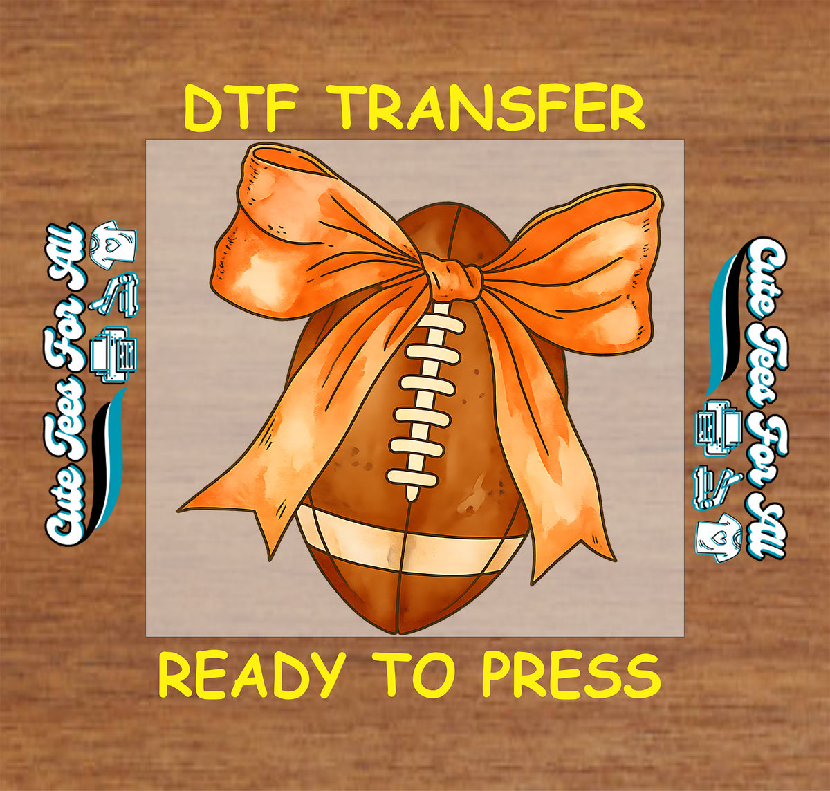 Football Orange Bow DTF Transfer - Ready to Press 12992digital mock up