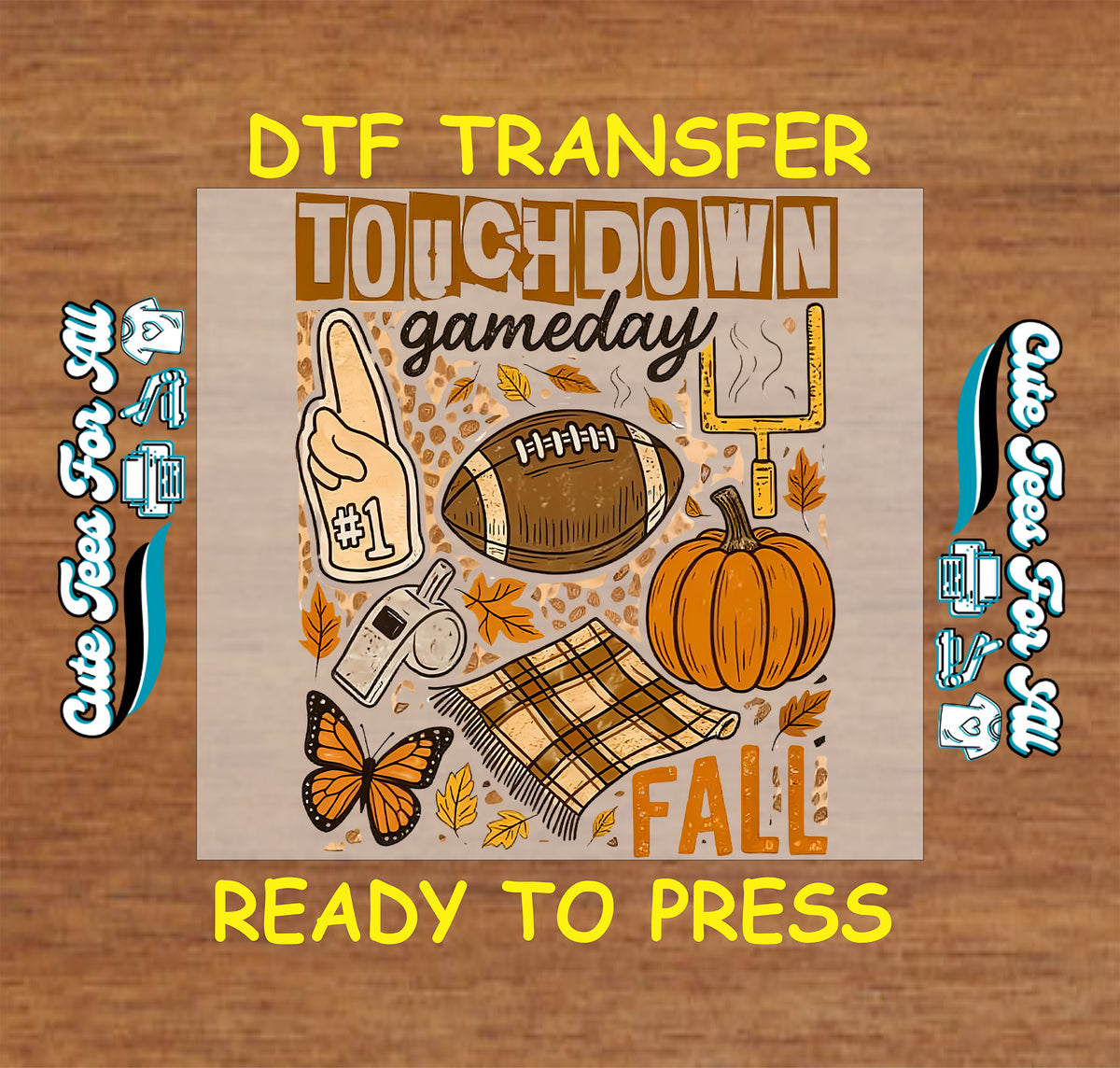 Fall Football Touchdown Game Day Collage DTF Transfer - Ready to Press mock up 