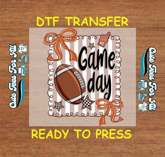 Game day football bow frame artwork ready to press dtf iron on heat transfer with football bows stars and foam finger details