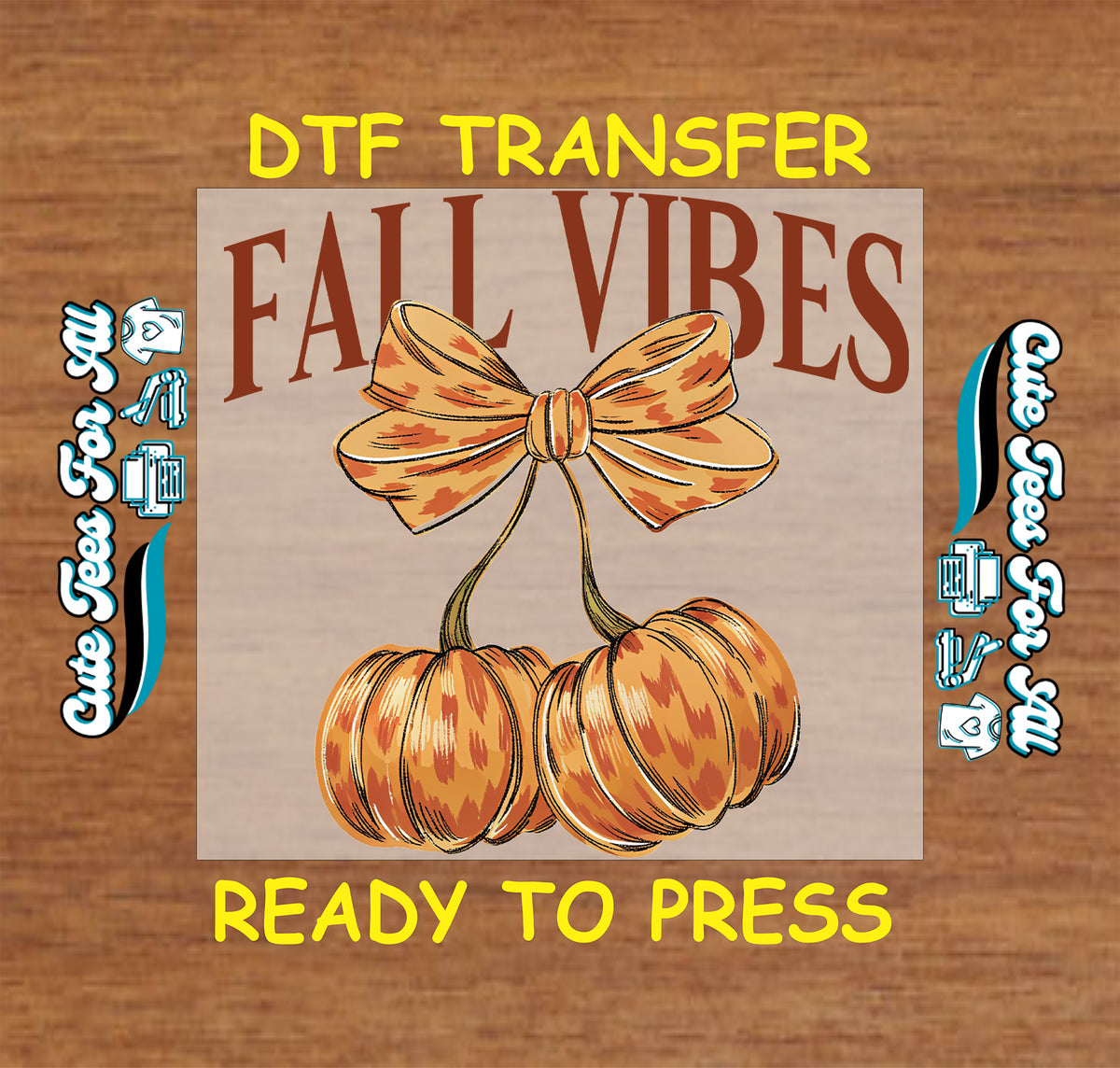 Fall Vibes Pumpkin Bow DTF Transfer - Ready to Press mock up