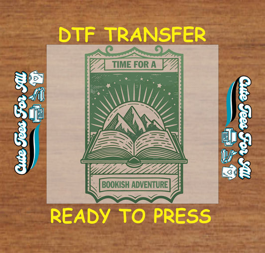 Time for a bookish adventure open book mountain artwork ready to press dtf transfer iron on heat transfer sheet for DIY bookish shirts