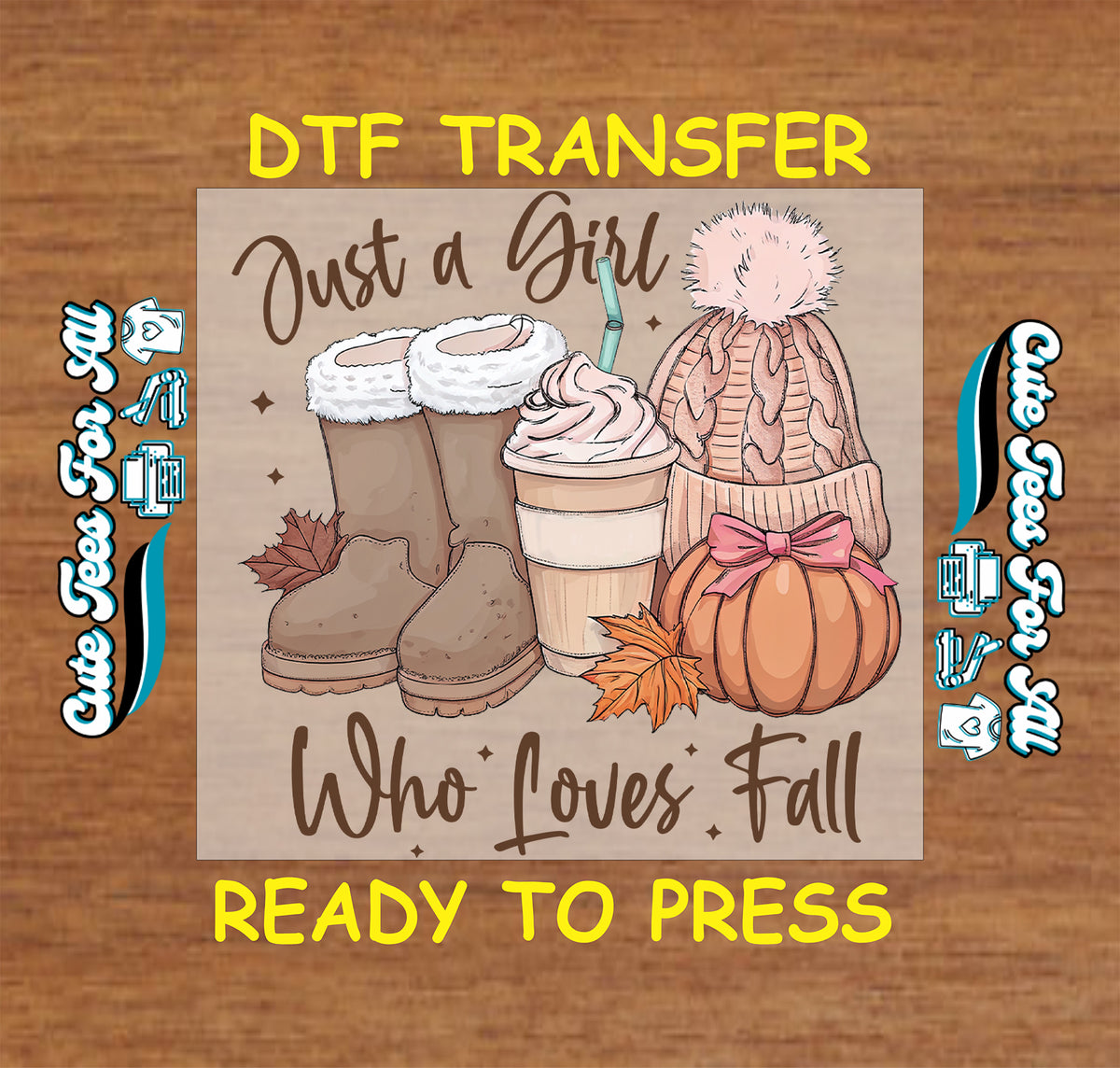 Just a Girl Who Loves Fall DTF Transfer – Coffee Boots dtf mock up