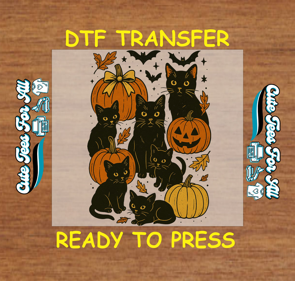 Fall Halloween Black Cats DTF Transfer – Pumpkins dtf mock up
