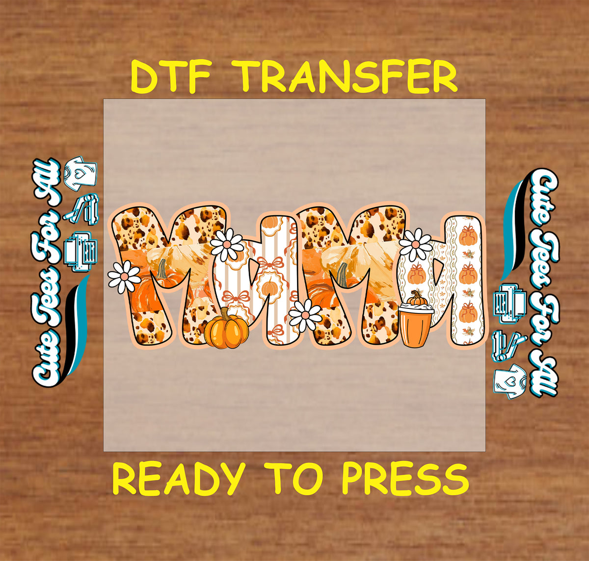 Fall Mama DTF Transfer – Leopard Pumpkin Patchwork dtf mock up